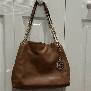 Michael Kors Brown Shoulder Bag with Gold Accents
